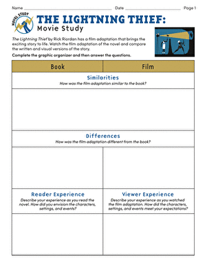 Novel Study: The Lightning Thief: Movie Study