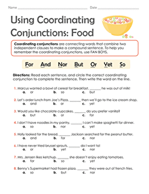 使用并列连词:Food |练习题| Education.com世界杯2022时间安排 - 2022卡塔尔世界杯