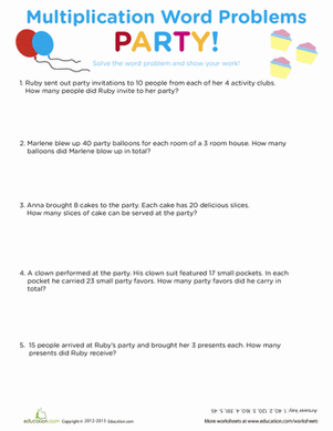 Party Word Problems: Multiplication