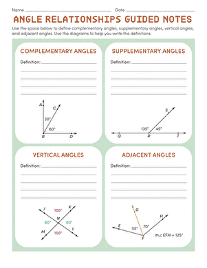 Angle Relationships Guided Notes