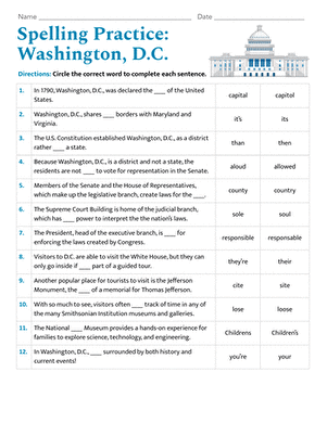 拼写练习:华盛顿特区