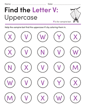 Find the Letter V: Uppercase