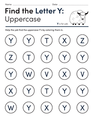 Find the Letter Y: Uppercase