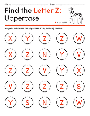 Find the Letter Z: Uppercase