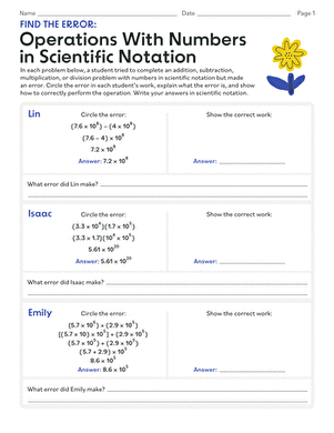 Find the Error: Operations With Numbers in Scientific Notation
