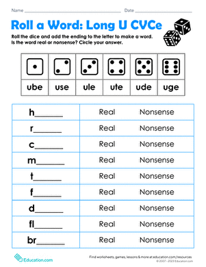 Roll a Word: Long U CVCe