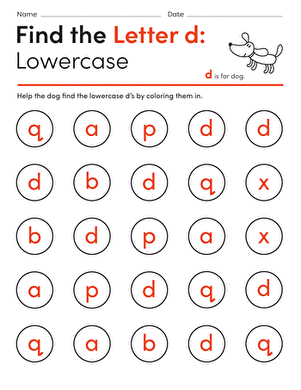Find the Letter d: Lowercase