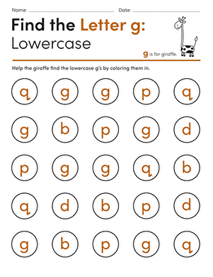 Find the Letter g: Lowercase