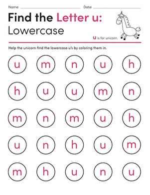 Find the Letter u: Lowercase