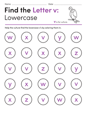 Find the Letter v: Lowercase