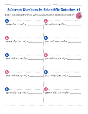 Subtract Numbers in Scientific Notation #1
