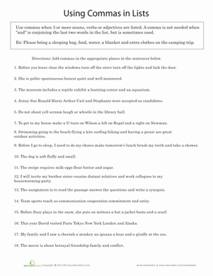 Commas in Lists