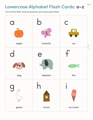 Lowercase Alphabet Flash Cards: a–z