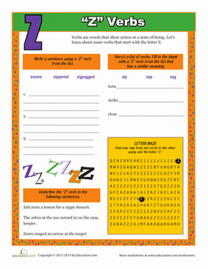 Verbs that Start with Z