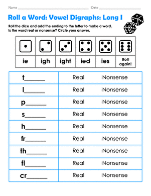 Roll a Word: Vowel Digraphs: Long I