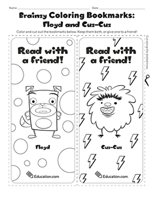 Brainzy Coloring Bookmarks: Floyd and Cuz-Cuz
