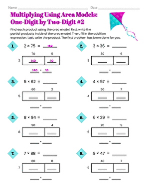 Multiplying Using Area Models: One-Digit by Two-Digit #2