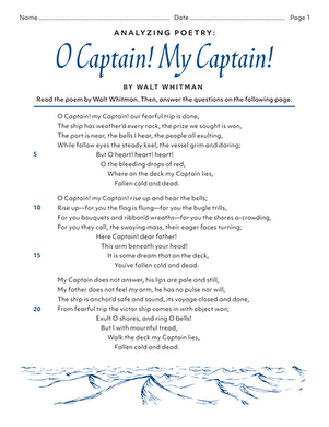 Analyzing Poetry: “O Captain! My Captain!” by Walt Whitman