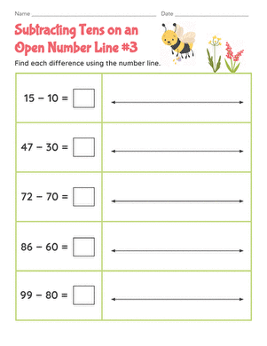 Subtracting Tens on an Open Number Line #3