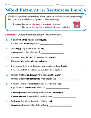 Word Patterns in Sentences Level 2