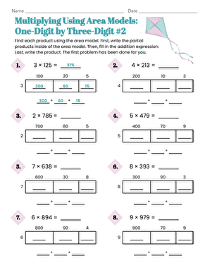 Multiplying Using Area Models: One-Digit by Three-Digit #2