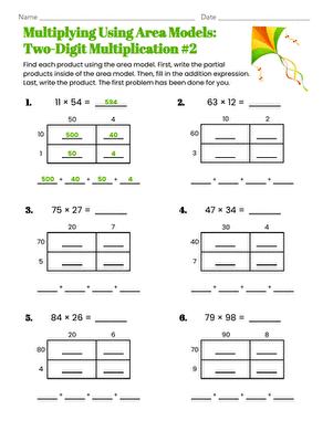 Multiplying Using Area Models: Two-Digit Multiplication #2