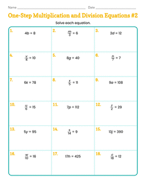 One-Step Multiplication and Division Equations #2