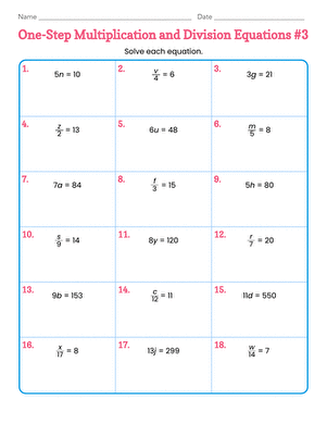 One-Step Multiplication and Division Equations #3