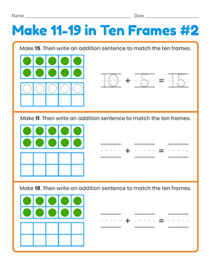 Make 11–19 in Ten Frames #2