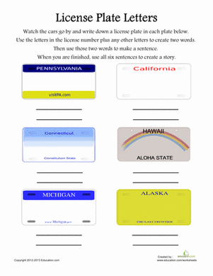 License Plate Letters