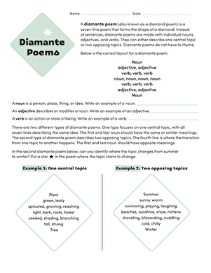 Diamante Poems