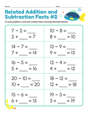 Related Addition and Subtraction Facts #2