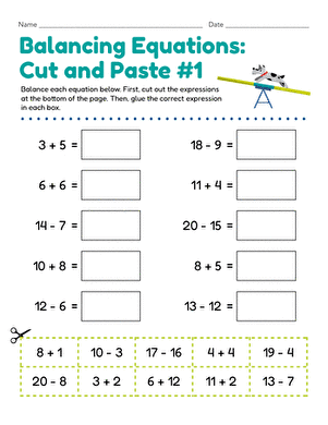 Balancing Equations: Cut and Paste #1