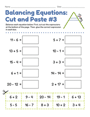Balancing Equations: Cut and Paste #3