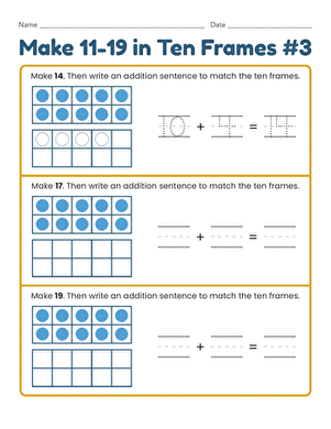 Make 11–19 in Ten Frames #3