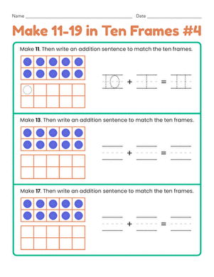 Make 11–19 in Ten Frames #4