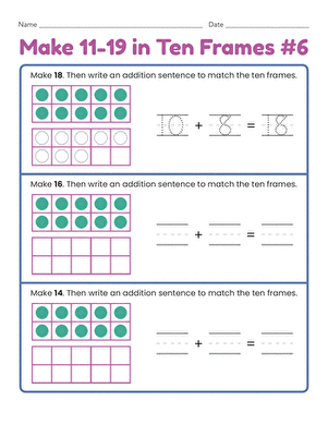 Make 11–19 in Ten Frames #6