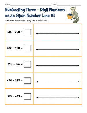 Subtracting Three-Digit Numbers on an Open Number Line #1