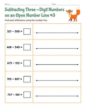Subtracting Three-Digit Numbers on an Open Number Line #3