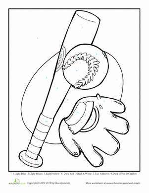 Color by Number: Baseball Gear