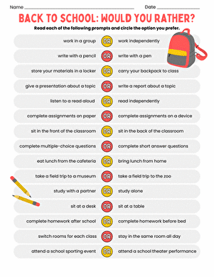 Back to School: Would You Rather?