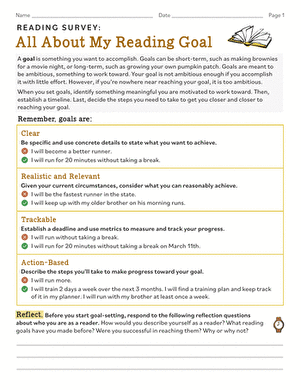 Reading Survey: All About My Reading Goal