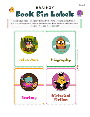 Brainzy Book Bin Labels