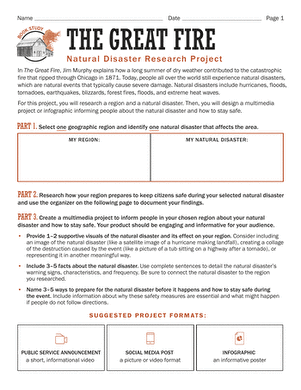 Book Study: The Great Fire: Natural Disaster Research Project