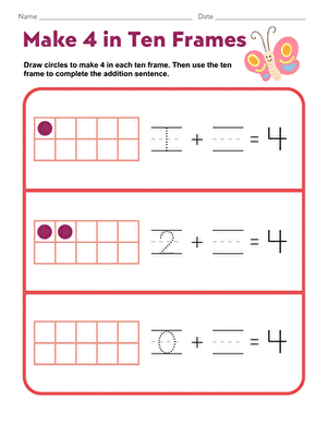 Make 4 in Ten Frames