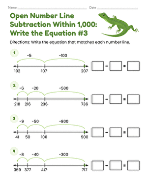 Open Number Line Subtraction Within 1,000: Write the Equation #3