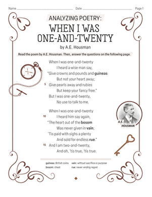 Analyzing Poetry: “When I Was One-and-Twenty” by A.E. Housman