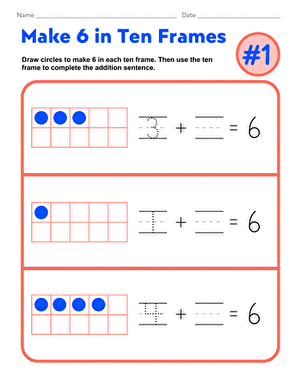Make 6 in Ten Frames #1