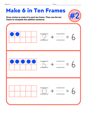 Make 6 in Ten Frames #2