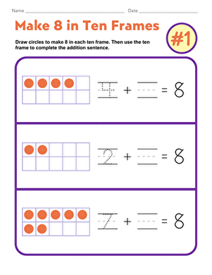 Make 8 in Ten Frames #1